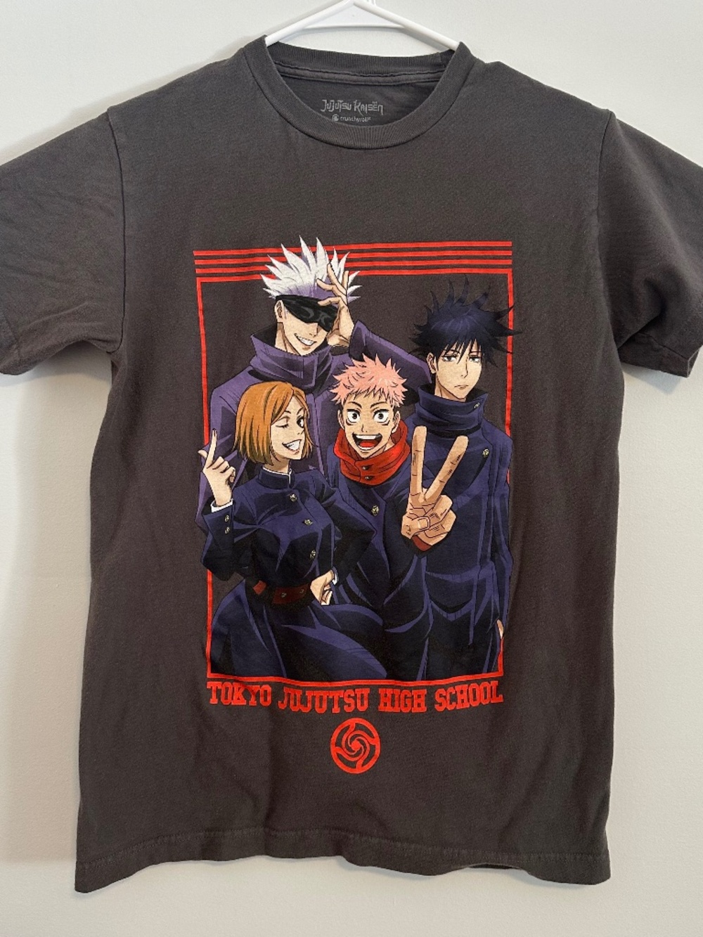 Jujutsu Kaisen Anime Graphic Print T-Shirt Small Gray Goth Emo Y2K Short Sleeve